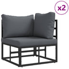 Conjunto de sofás de jardín con cojín 10 pcs Negro Aluminio
