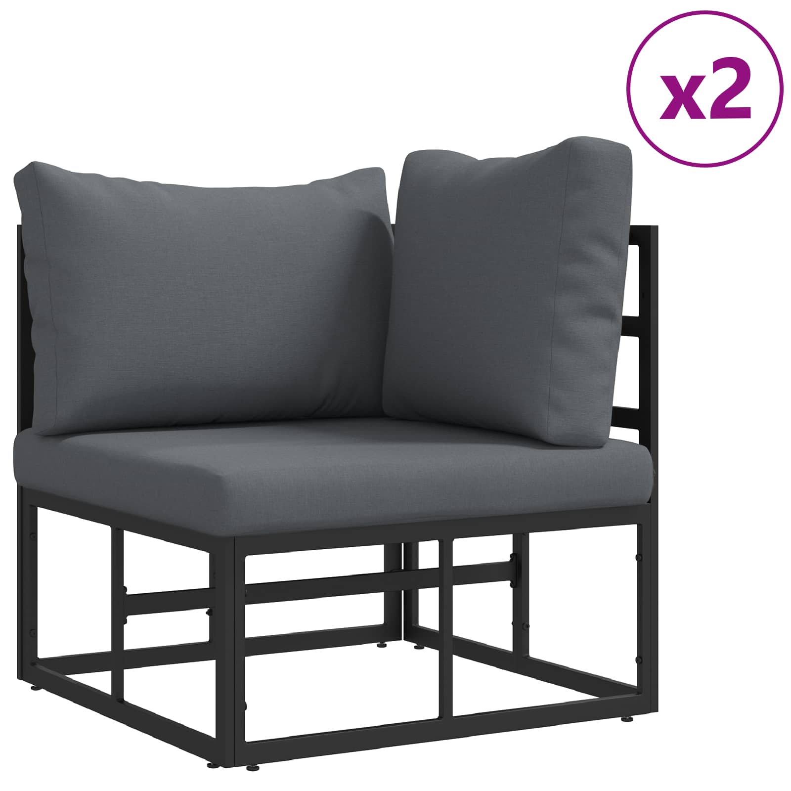 Conjunto de sofás de jardín con cojín 10 pcs Negro Aluminio