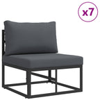 Conjunto de sofás de jardín con cojín 10 pcs Negro Aluminio