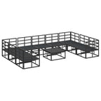 Conjunto de sofás de jardín con cojín 10 pcs Negro Aluminio