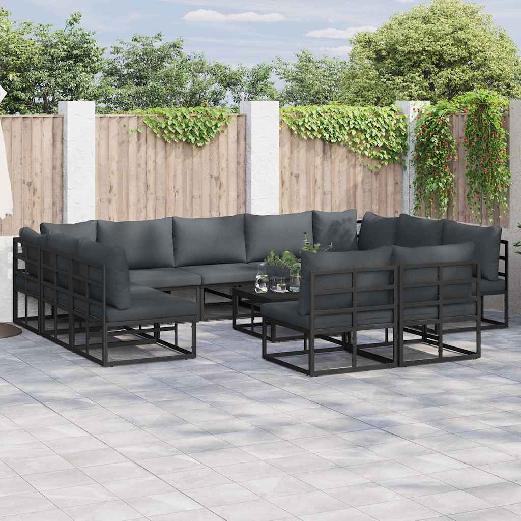 Conjunto de sofá de jardín con cojín 8 pcs Gris ratán sintético