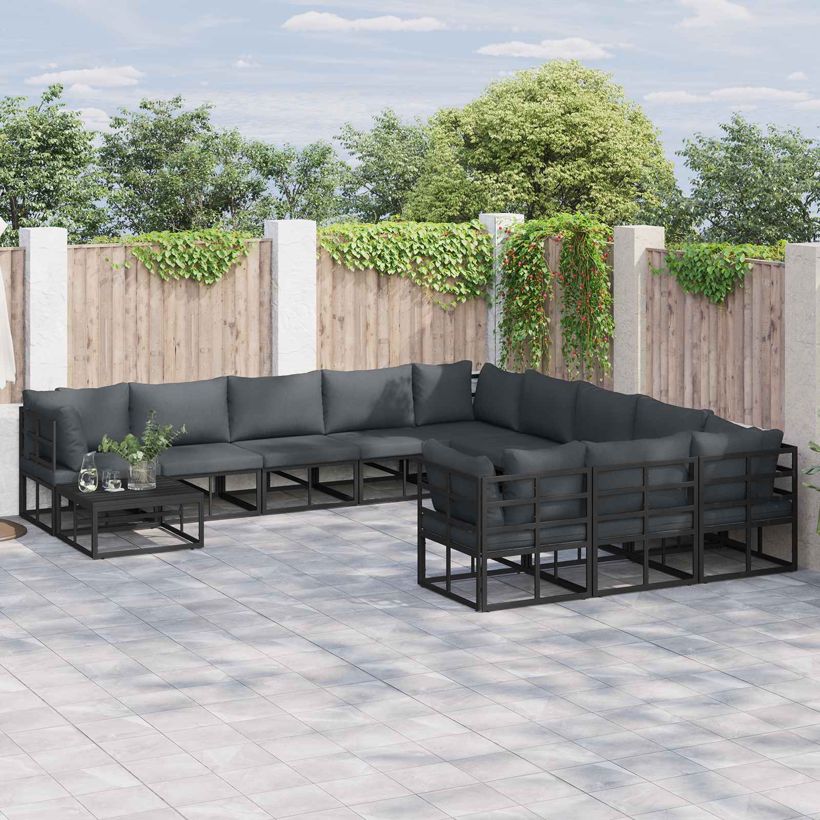 Conjunto de Sofás de Jardim 10 peças Bege vime sintético