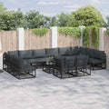 Conjunto de sofás de jardín con cojín 12 pcs Negro Aluminio