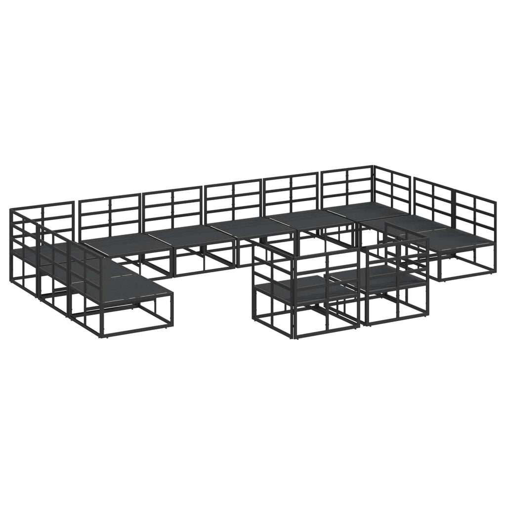 Conjunto de sofás de jardín con cojín 12 pcs Negro Aluminio