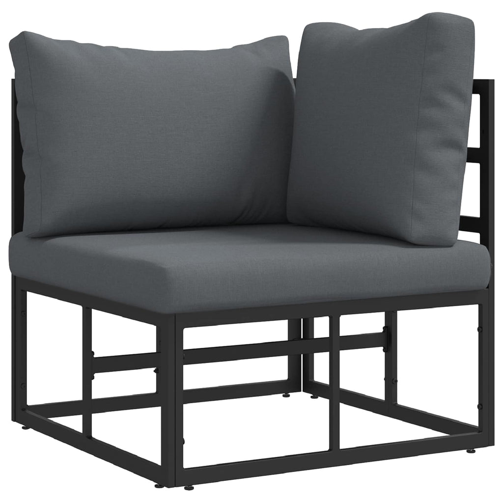 Conjunto de sofás de jardín con cojín 12 pcs Negro Aluminio