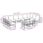 Conjunto de sofás de jardín con cojín 12 pcs Negro Aluminio