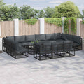 Conjunto de sofás de jardín con cojín 13 pcs Negro Aluminio