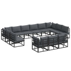 Conjunto de sofás de jardín con cojín 13 pcs Negro Aluminio