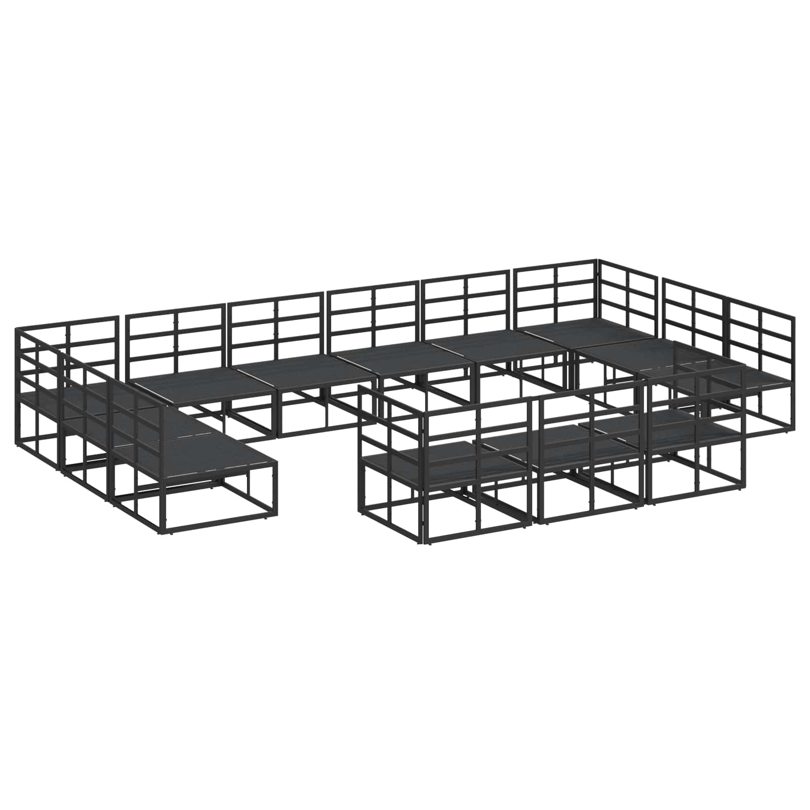 Conjunto de sofás de jardín con cojín 13 pcs Negro Aluminio
