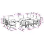 Conjunto de sofás de jardín con cojín 13 pcs Negro Aluminio