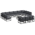 Conjunto de sofás de jardín con cojín 14 pcs Negro Aluminio