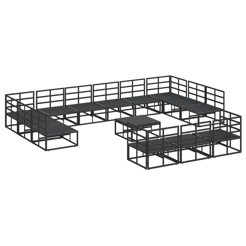 Conjunto de sofás de jardín con cojín 14 pcs Negro Aluminio
