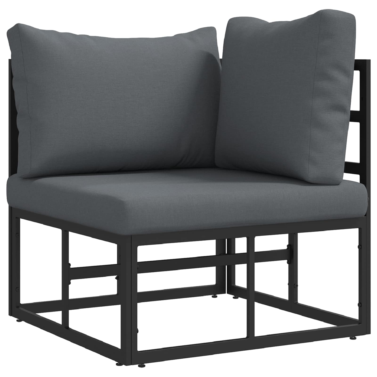 Conjunto de sofás de jardín con cojín 14 pcs Negro Aluminio