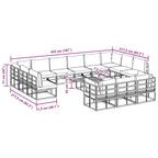 Conjunto de sofás de jardín con cojín 14 pcs Negro Aluminio
