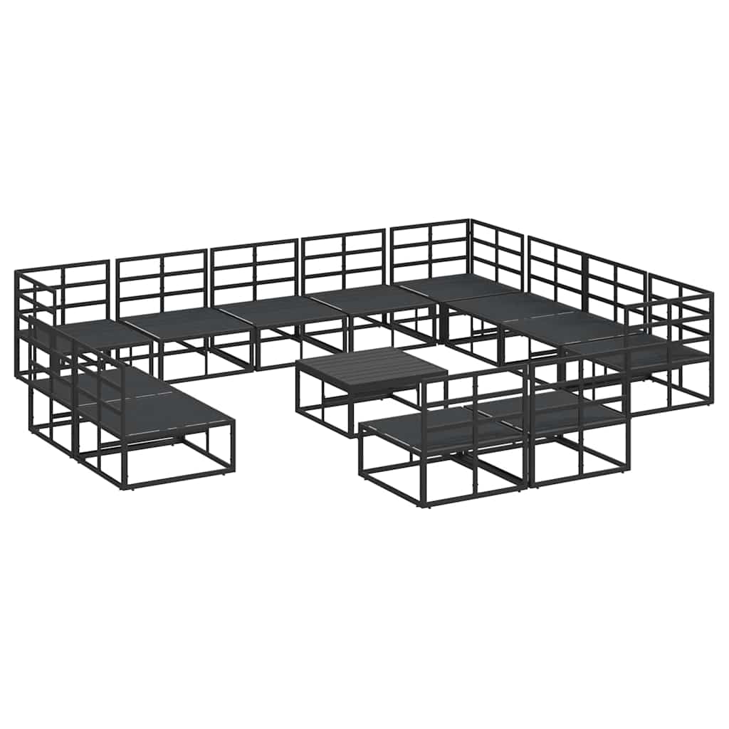 Conjunto de sofás de jardín con cojín 13 pcs Negro Aluminio