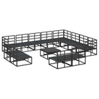Conjunto de sofás de jardín con cojín 13 pcs Negro Aluminio