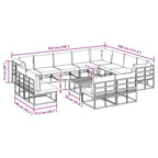 Conjunto de sofás de jardín con cojín 13 pcs Negro Aluminio