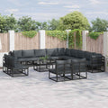 Conjunto de sofás de jardín con cojín 13 pcs Negro Aluminio