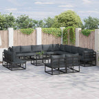 Conjunto de sofás de jardín con cojín 13 pcs Negro Aluminio