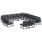 Conjunto de sofás de jardín con cojín 13 pcs Negro Aluminio