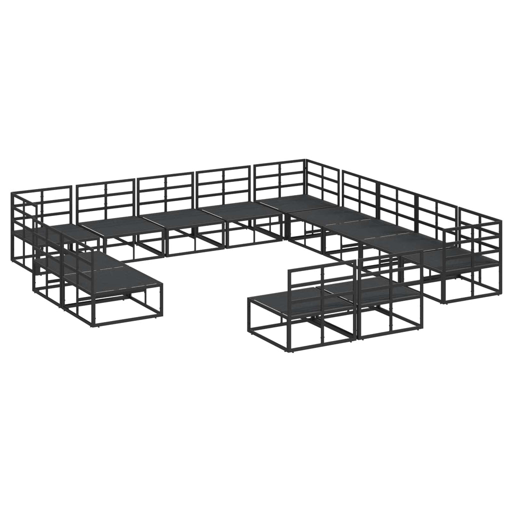 Conjunto de sofás de jardín con cojín 13 pcs Negro Aluminio