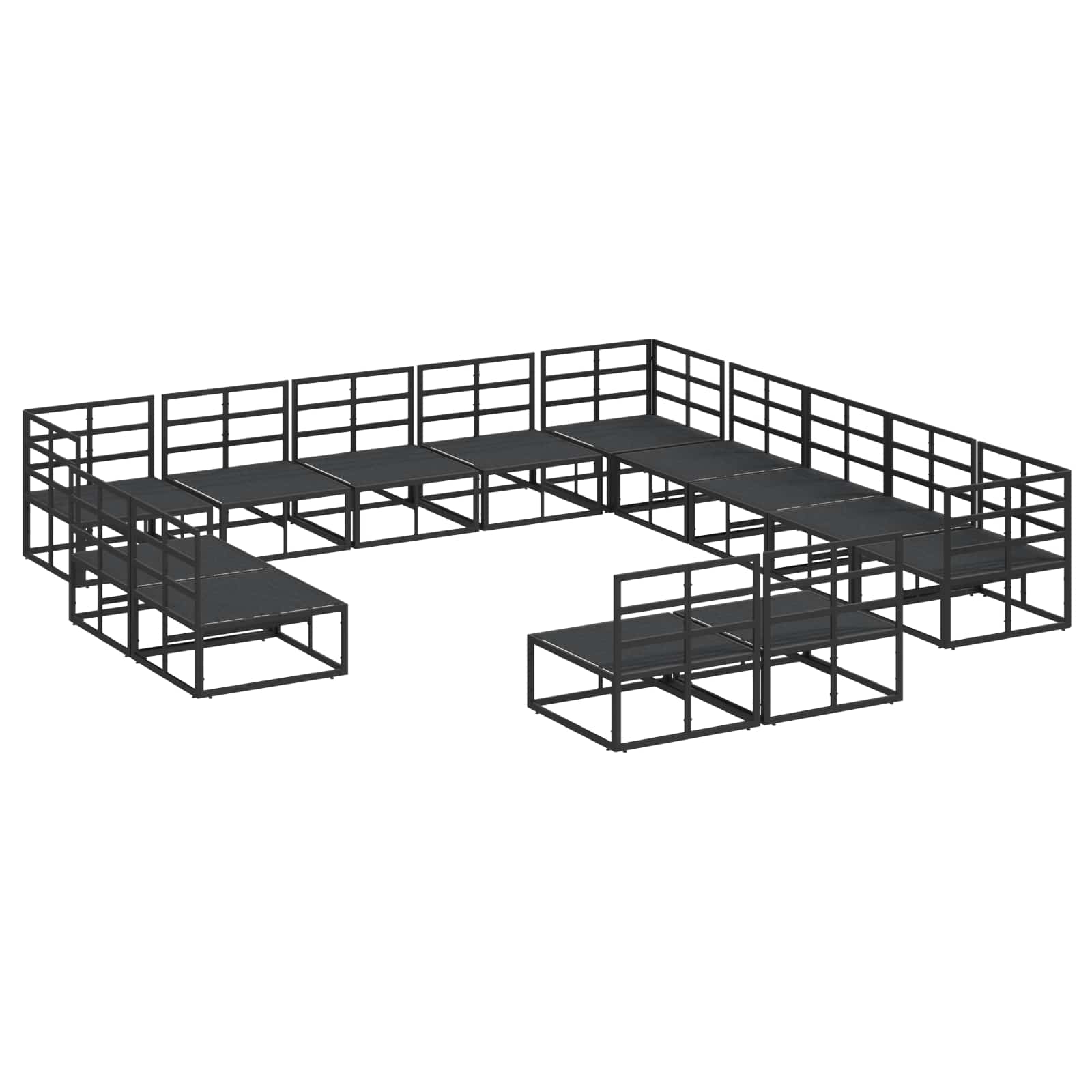 Conjunto de sofás de jardín con cojín 13 pcs Negro Aluminio