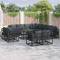Conjunto de sofás de jardín con cojín 11 pcs Negro Aluminio