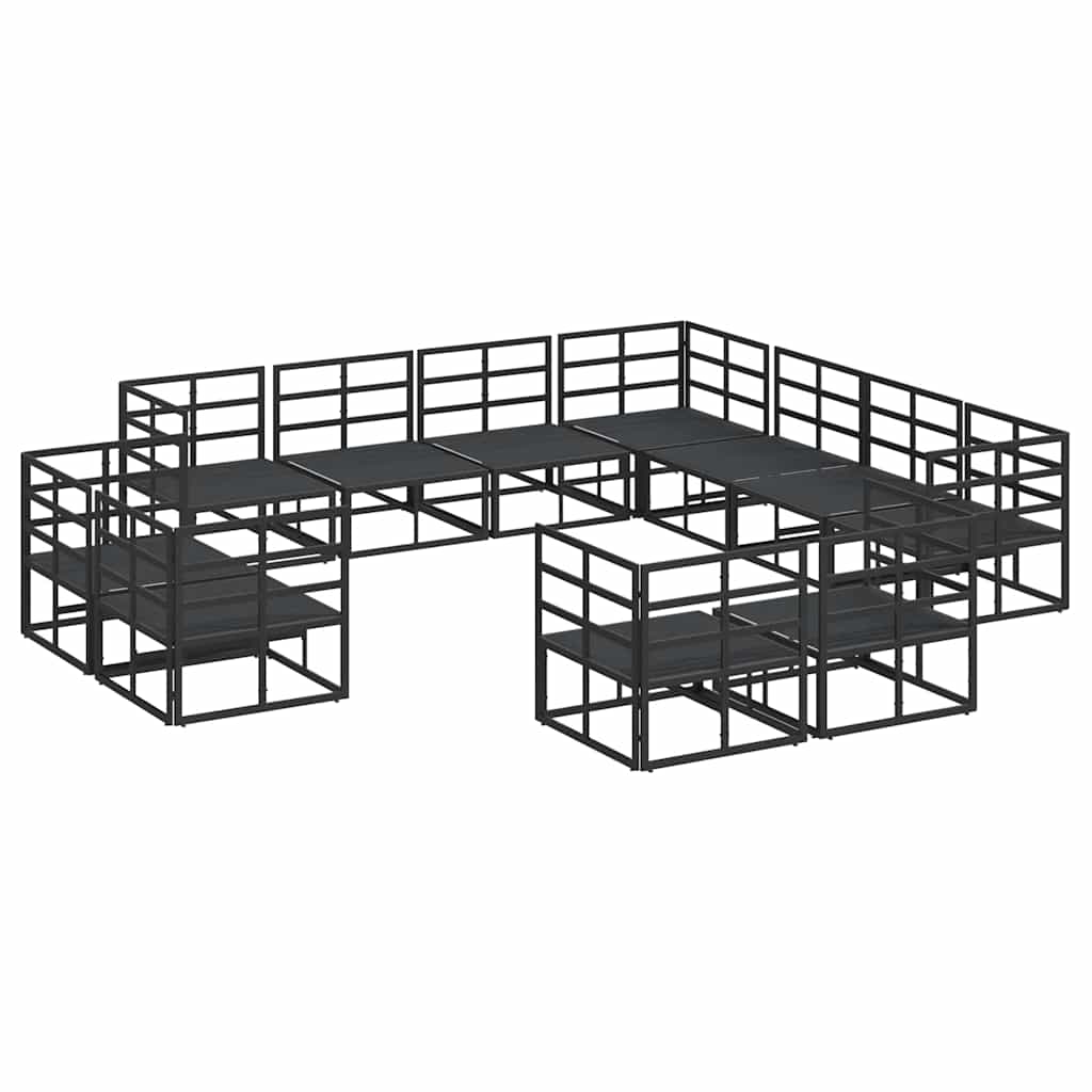 Conjunto de sofás de jardín con cojín 11 pcs Negro Aluminio