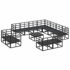 Conjunto de sofás de jardín con cojín 12 pcs Negro Aluminio