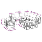 Conjunto de sofás de jardín con cojín 12 pcs Negro Aluminio