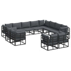 Conjunto de sofás de jardín con cojín 12 pcs Negro Aluminio