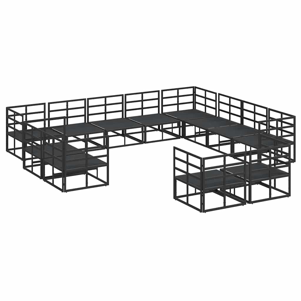 Conjunto de sofás de jardín con cojín 12 pcs Negro Aluminio