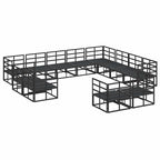 Conjunto de sofás de jardín con cojín 12 pcs Negro Aluminio