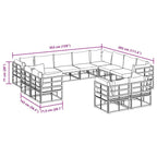Conjunto de sofás de jardín con cojín 12 pcs Negro Aluminio
