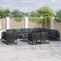 Conjunto de sofás de jardín con cojín 13 pcs Negro Aluminio