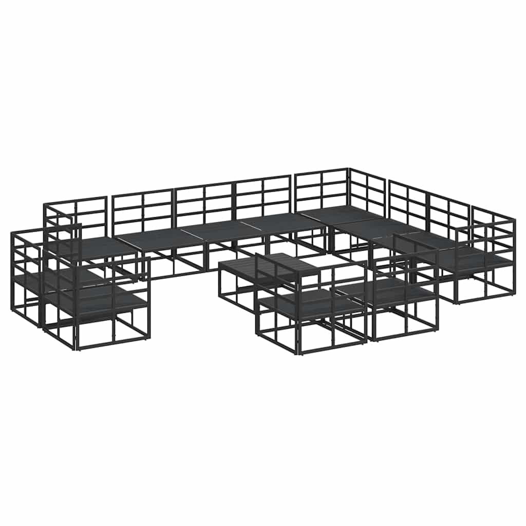 Conjunto de sofás de jardín con cojín 13 pcs Negro Aluminio