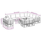 Conjunto de sofás de jardín con cojín 13 pcs Negro Aluminio