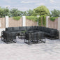 Conjunto de sofás de jardim com almofadas 13 pçs Preto Alumínio