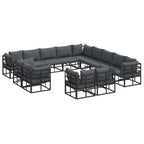 Conjunto de sofás de jardín con cojín 13 pcs Negro Aluminio