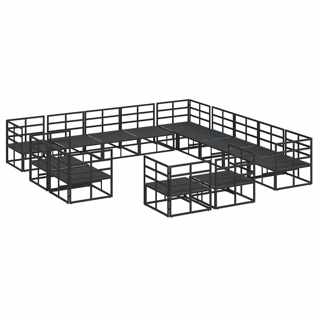 Conjunto de sofás de jardín con cojín 13 pcs Negro Aluminio