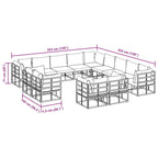 Conjunto de sofás de jardín con cojín 13 pcs Negro Aluminio