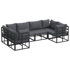 Conjunto de sofás de jardín con cojín 6 pcs Negro Aluminio