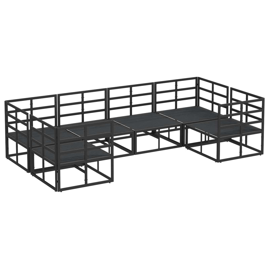 Conjunto de sofás de jardín con cojín 6 pcs Negro Aluminio