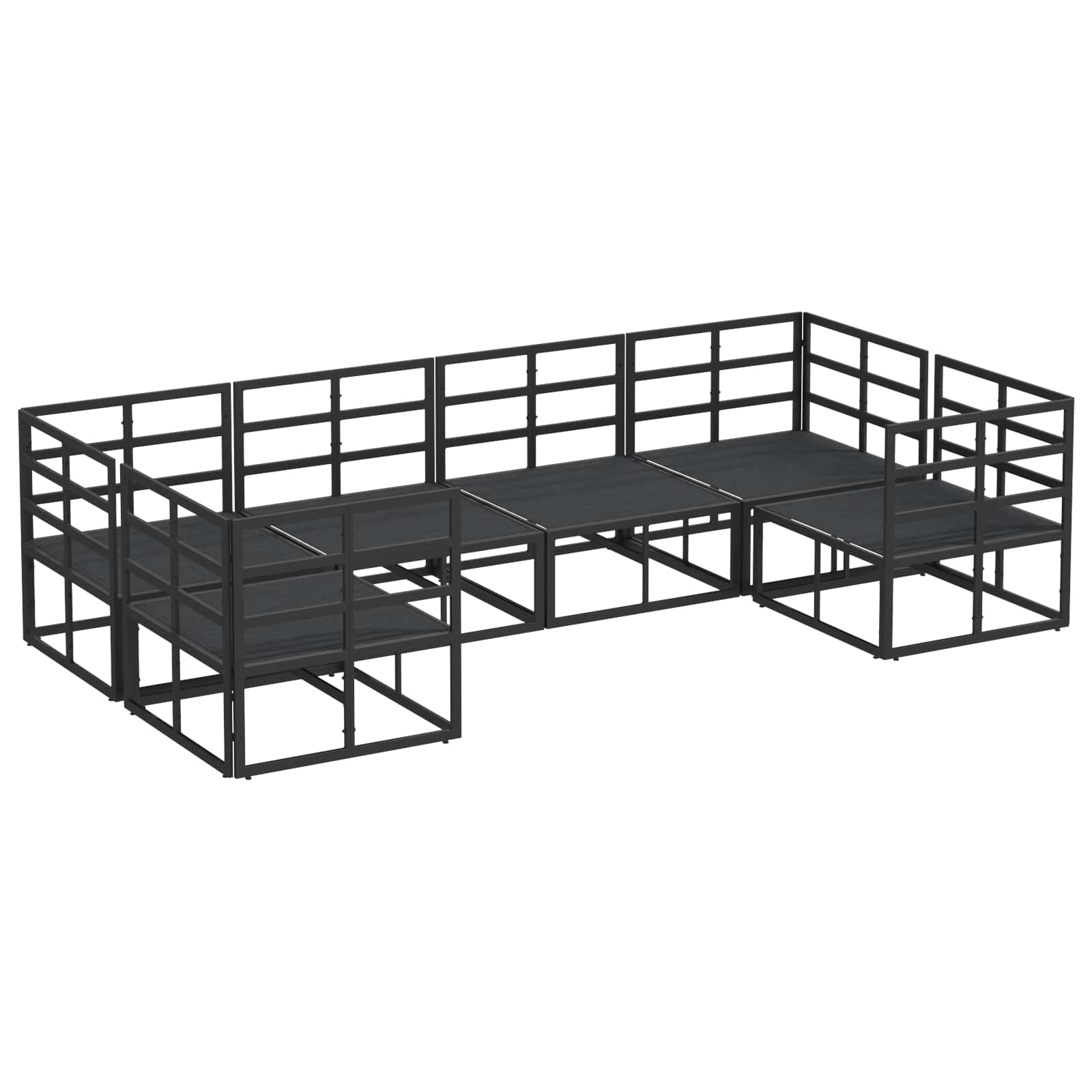 Conjunto de sofás de jardín con cojín 6 pcs Negro Aluminio