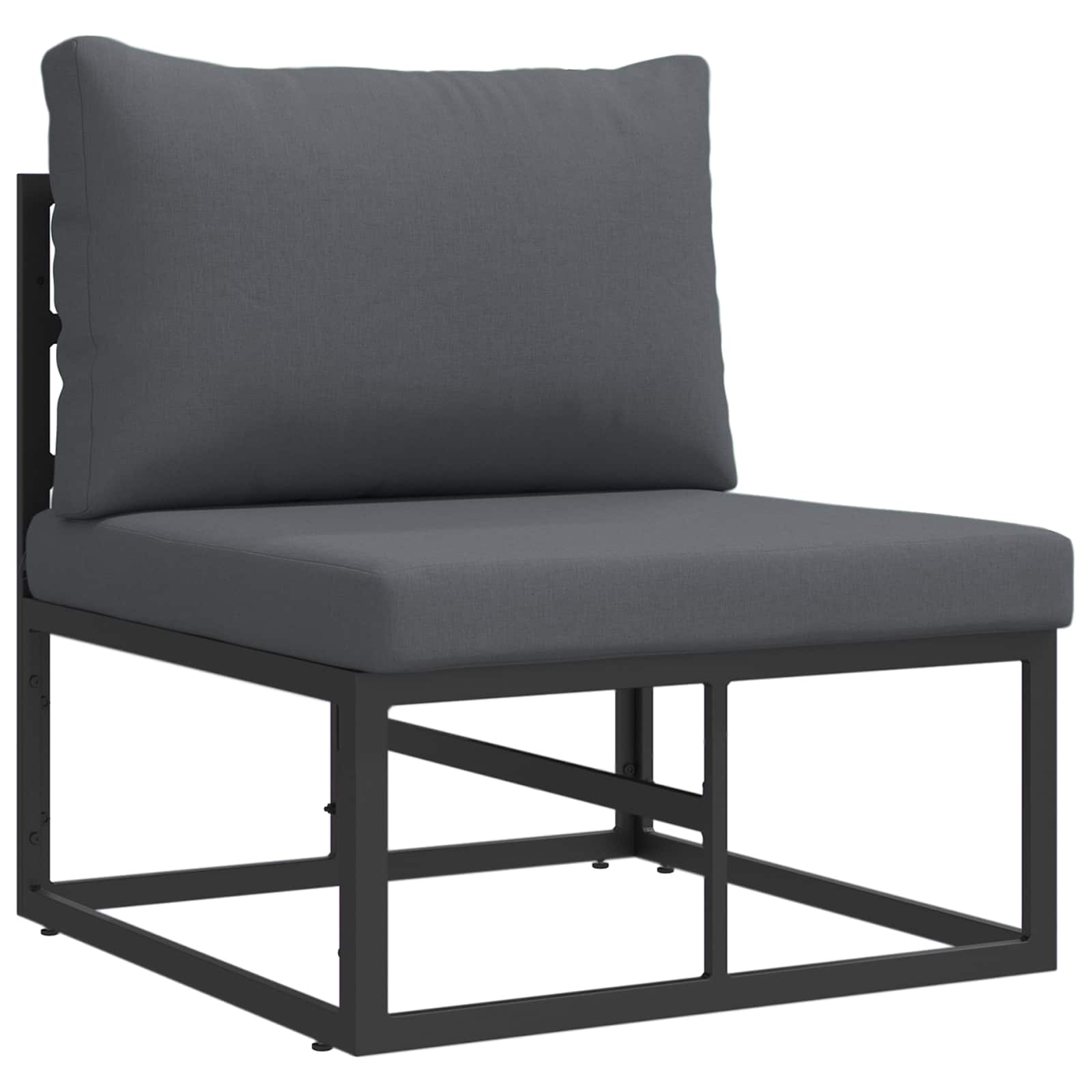 Conjunto de sofás de jardín con cojín 6 pcs Negro Aluminio