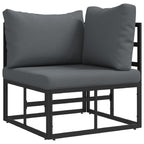 Conjunto de sofás de jardín con cojín 6 pcs Negro Aluminio