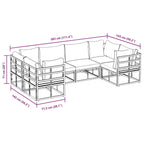 Conjunto de sofás de jardín con cojín 6 pcs Negro Aluminio