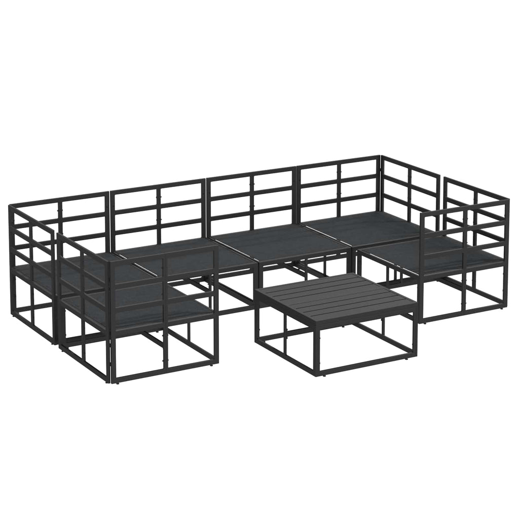 Conjunto de sofás de jardín con cojín 7 pcs Negro Aluminio