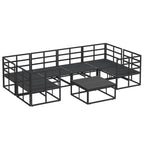 Conjunto de sofás de jardín con cojín 7 pcs Negro Aluminio