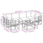 Conjunto de sofás de jardín con cojín 7 pcs Negro Aluminio
